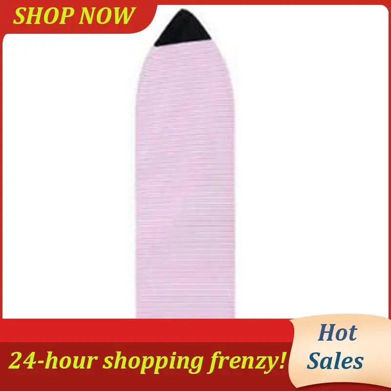 

Surfboard Sock Cover 6Ft Pink And White Stripe Surfboard Protector Bag Organizer Durable Easy To Use Pink & White