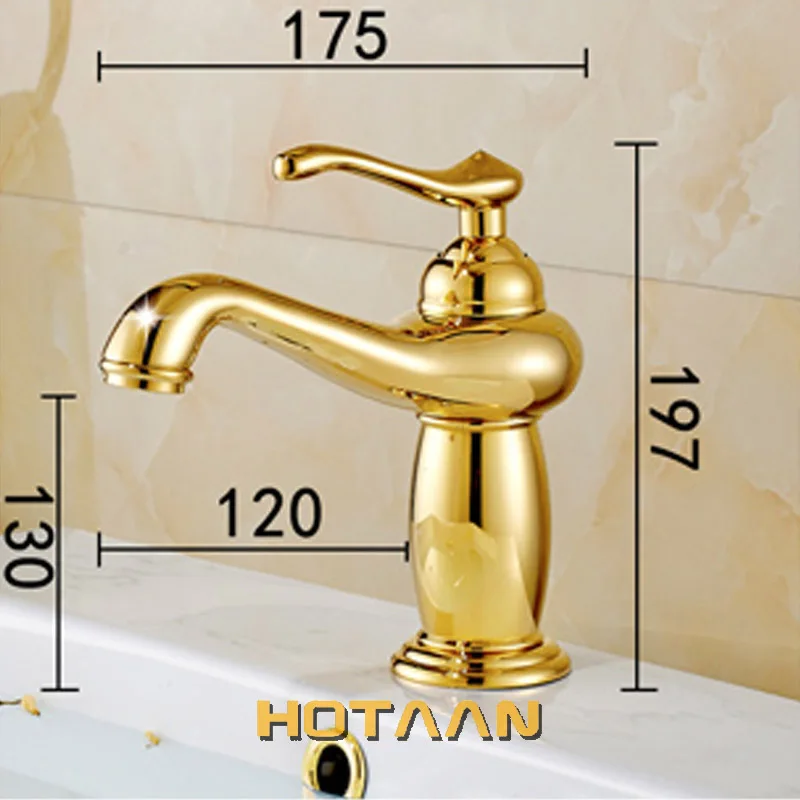 . New arrival Bathroom gold Basin Faucet Gold finish Brass Mixer Tap with ceramic torneiras para banheiro