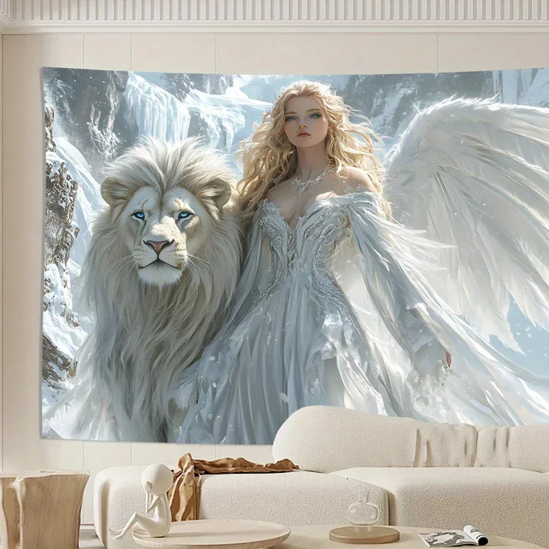 VIKAMA Ice Angel Tapestry Transform Your Room with Mysterious Snowy Mountain Wall Art Ideal for Bedroom Dorm and Living Room