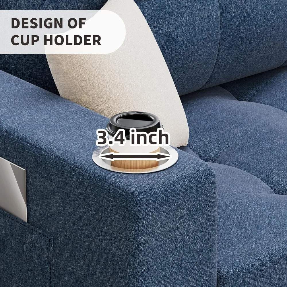 أريكة سرير فوتون مقاس 83 بوصة عرضًا و84 بوصة طولًا، أريكة نوم بمقعدين سميك مقاس 6 بوصات، أريكة قابلة للسحب، أرضية قابلة للتحويل #6