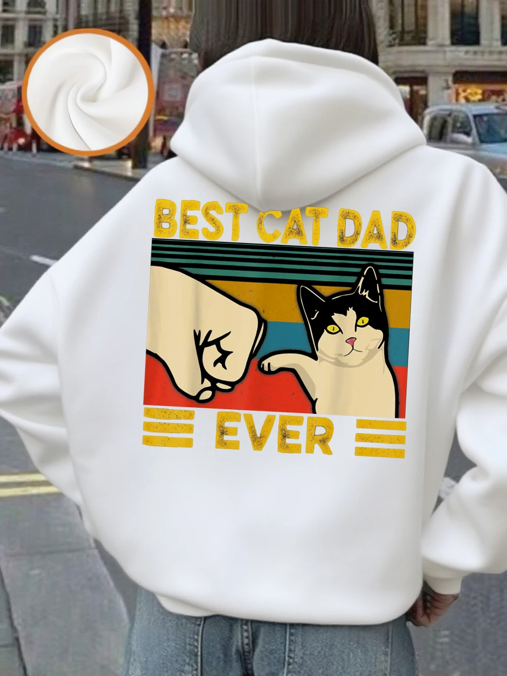 Beste Kat Papa Ooit Afdrukken Hoodies Dames Winter Fleece Warme Truien Casual Pocket Sweatshirts Basics Sportieve Dameskleding