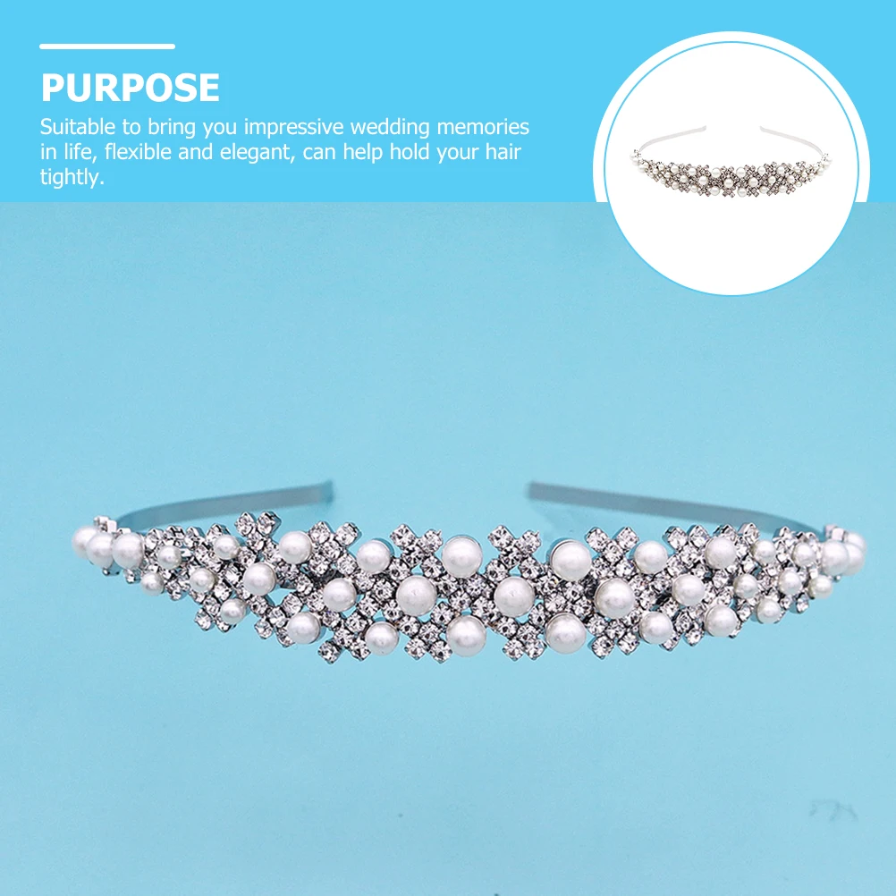 

Pearl Crown Wedding Hair Accessories Elegant Bride Bridal Rhinestone Headb Metal Headb Shiny Metal Silver