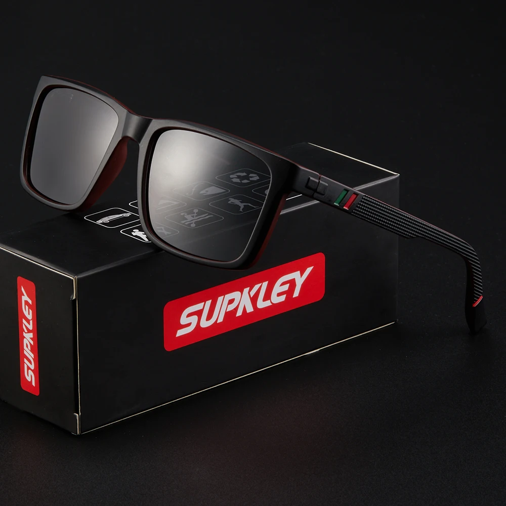 Supkley Design Männer polarisierte Sonnenbrille PC ultraleichte Brille Rahmen Outdoor Männer Frauen klassische Square Drive Radsport Sonnenbrille – Detail 3