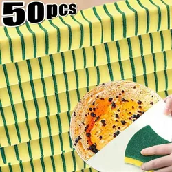 50/1Pcs Kitchen Dishwashing Soft Sponge Absorbent Clean Rub Pot Rust Scouring Pad Removing Kits Household Cleaning Brush Sponge