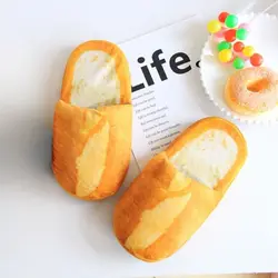 Creative Simulation Bread Slippers Soft Bottom Funny Plush French Bread Slippers Thick Sole Shoes 3D Bread Slides Bedroom