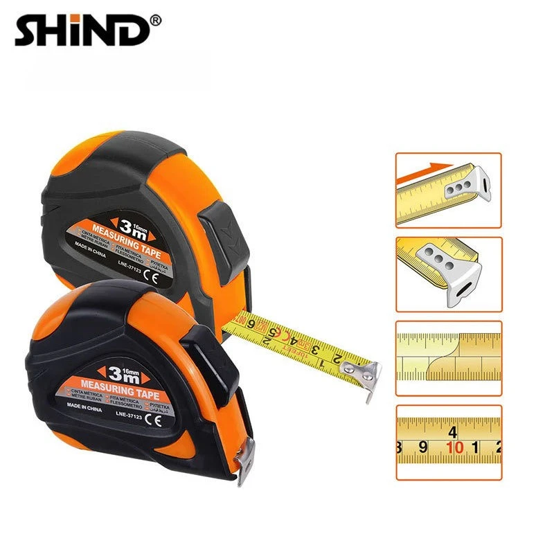 

SHiND 3M to 5M Metric Self-Locking Tape Measure with Rubberized Coating, High - Precision Straightedge Measuring Tool Hand Tool