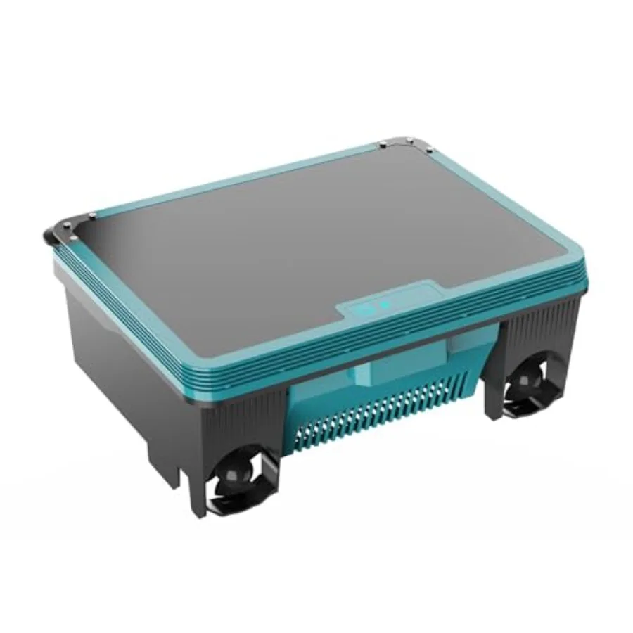

Solar Robotic Pool Skimmer for inground above ground pools, ABS plastic body in blue, cordless self-parking cleaner with app re