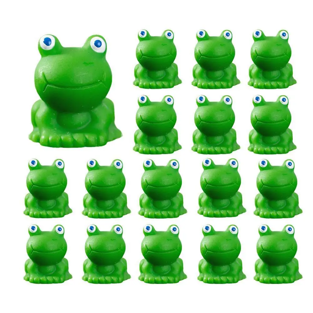 100Pcs Resin Mini Frogs Figurines, Green Frog Miniature Figurines Micro Garden Landscape Statue Ornaments Cake Topper Decoration