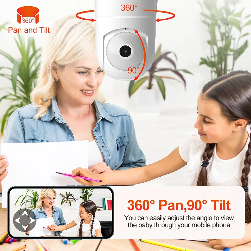 Outdoor Waterproof Camera 4MP IP WiFi PTZ Camera Wireless Security Camera Motion Detection 2-Way Audio Night Vision CCTV Camera