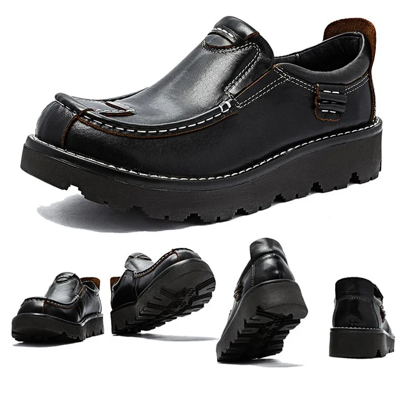 

Fashion Genuine Leather Men's Loafers Slip-on Casual Leather Sneakers Dress Shoes Lightweight Driving Walking Shoe Massage Brown