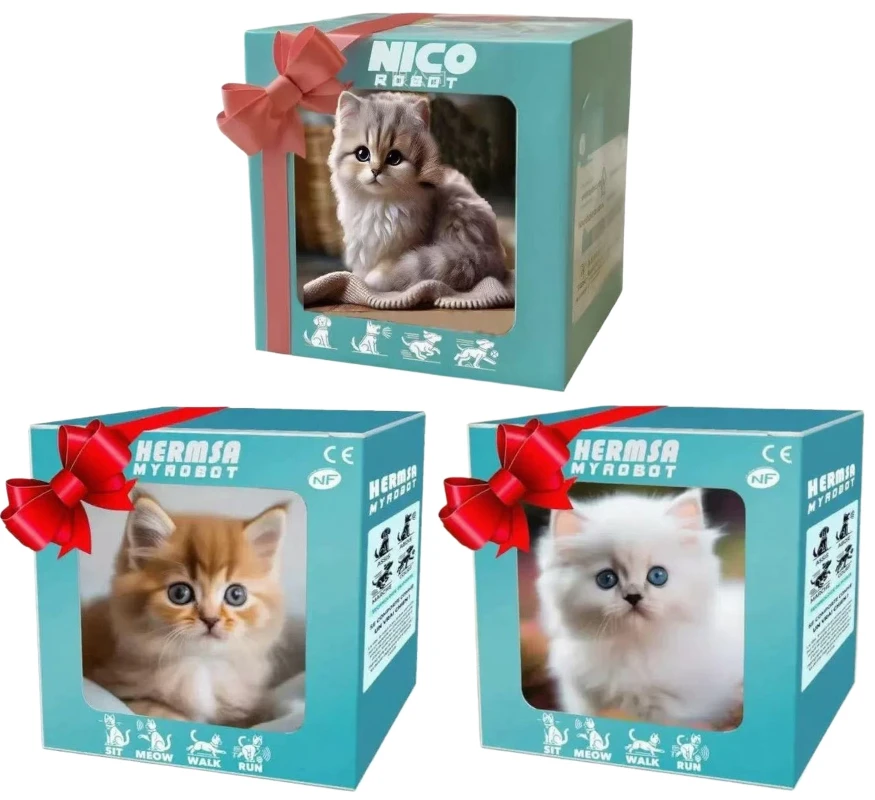 ของเล่นแมวตุ๊กตาเดินได้ มีเสียง - ตุ๊กตาแมวอิเล็กทรอนิกส์พร้อมเสียง ของขวัญสัตว์เลี้ยงเคลื่อนไหวได้อัจฉริยะสำหรับเด็กในวันเกิด