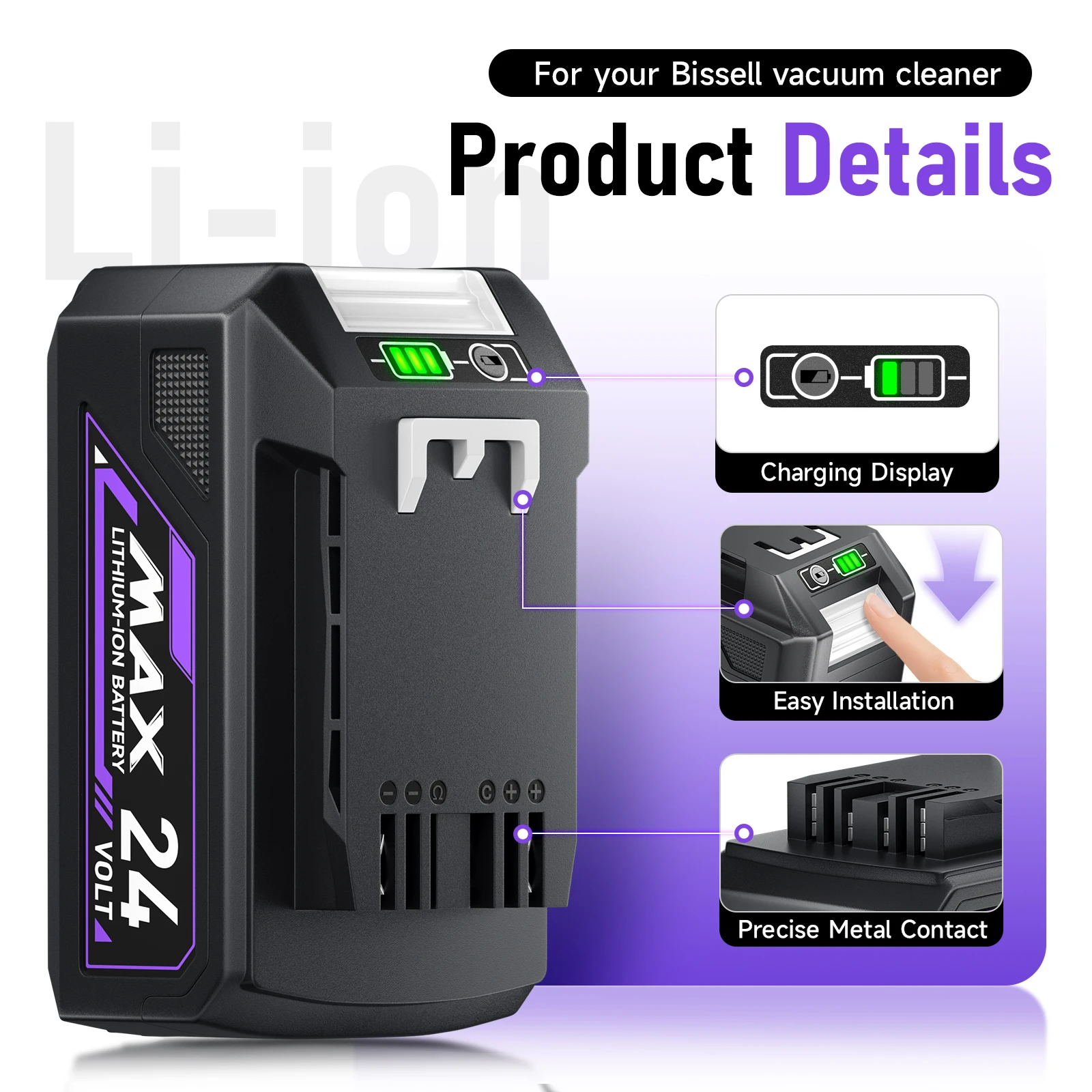 6500mAh Vacuum Cleaner Rechargeable Battery for BISSELL CleanView XR/XR Pet 24V Lithium Ion power battery for BISSELL XR XR Pet