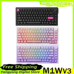 MONSGEEK M1W V3 Mechanical Keyboard Aluminum Alloy Multi-function Knob HiFi Wireless Gaming Keyboard RGB PC Gamer Accessories