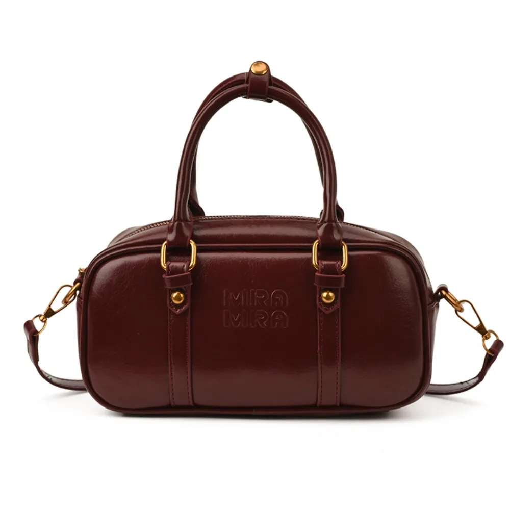 

Портативная сумка для боулинга из искусственной кожи, однотонная сумка, квадратная сумка на плечо, большая вместительная сумка из искусственной кожи в корейском стиле, бостонская сумка, уличная одежда