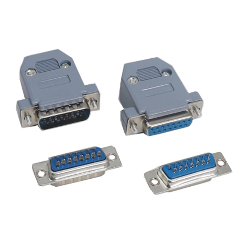 【5-1PCS】DB15 connector 2 row hole/pin female Male plug port socket adapter D Sub DP15 +shell