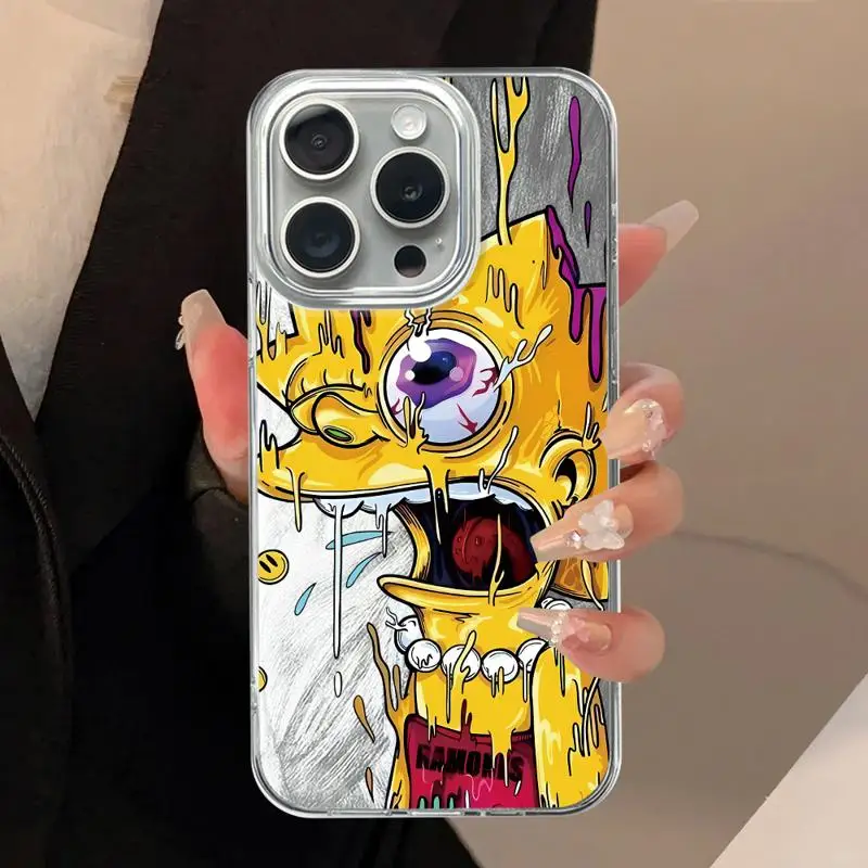 Simpsons Family Luxury Case For Apple iPhone 15 11 13 14 Pro Max 12 15 7 8 Plus X XS XR Feather Yarn Phone Cover