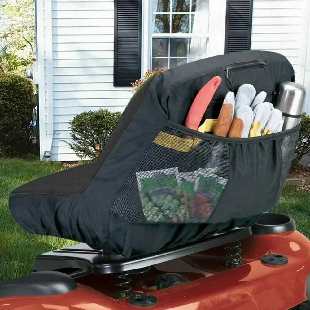 For Seat Cover for Lawn Mower Tractor - 600D Oxford Padded Comfort Pad Fit Riding Mowers Gray/Yellow Size 50X40X35cm