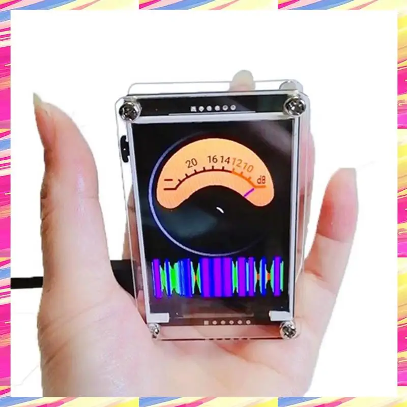 AIAI Klok Muziek Spectrum VU Meter 2,4 "Analog Display Spraakbesturing Digitale Ritme Analyzer