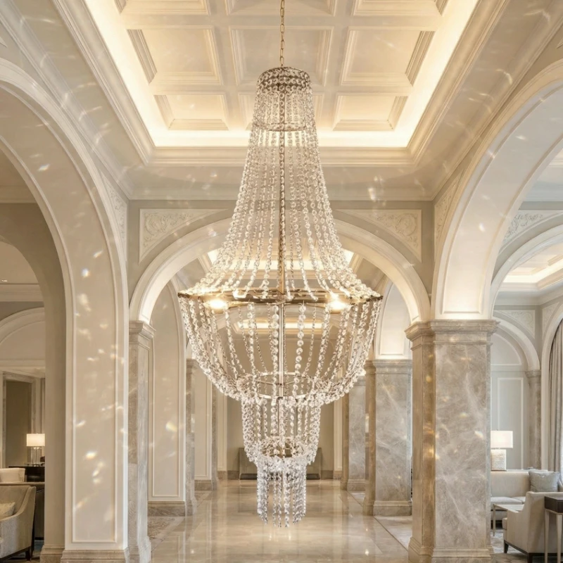 

2pcs Fashion Crystal Bead Curtain Iron Art Pendant Lamp For Wedding Hall Hotel Stage Banquet Decoration Iron Props