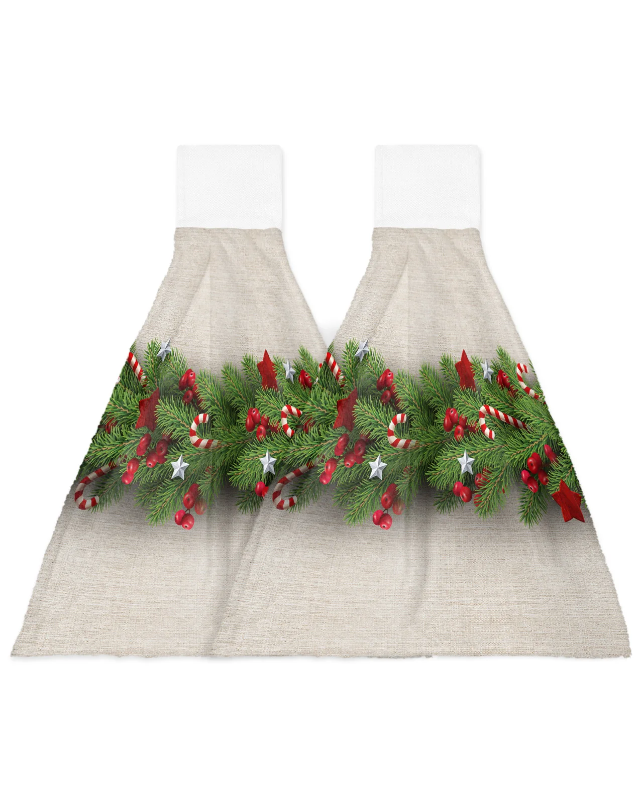 Christmas Tree Pine Needles Candy Bow Hand Towels Kitchen Microfiber Dishcloths Cleaning Cloth Bathroom Absorbent Hanging Towels