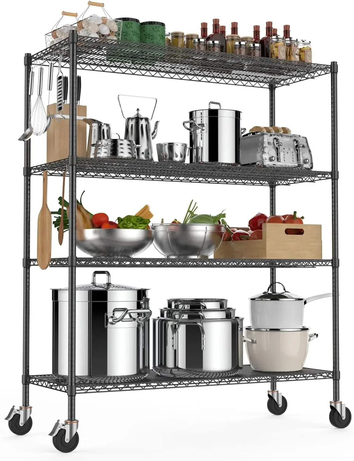 

NSF Certified 4-Tier Adjustable Storage Rack 60" x 24" x 72", 2400 lbs Heavy Duty Shelving Metal Storage Utility Rack