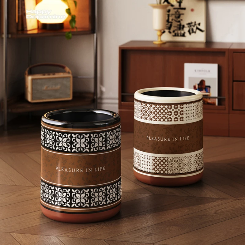 New Household Garbage Can in The Old Style Living Room Bedroom High-grade Double Large Paper Basket Garbage Can