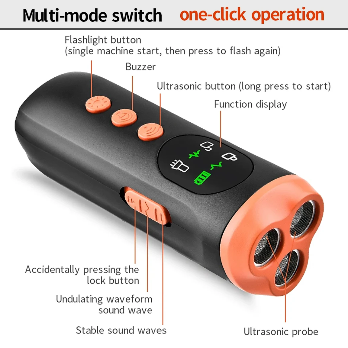 3 in1 عالية الطاقة بالموجات فوق الصوتية مبيد الحشرات الكلاب المحمولة الحيوانات الأليفة مكافحة نباح ث/مصباح يدوي في الهواء الطلق الدفاع عن النفس جرو التدريب الملحقات