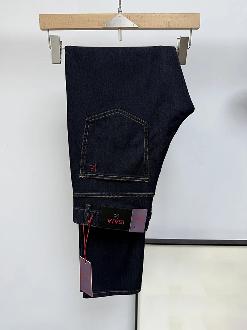 BLLIYOSS الملياردير الجينز رقيقة القطن الرجال 2025 الربيع الصيف جديد التطريز غير رسمي مريح مستقيم كبير الحجم 30-38 السراويل