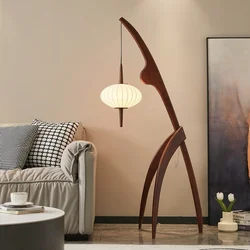 Chinese Wabi Sabi Style Floor Lamp Retro And Creative New Chinese Style Living Room Study Room Bedroom Antique Solid Wood Light