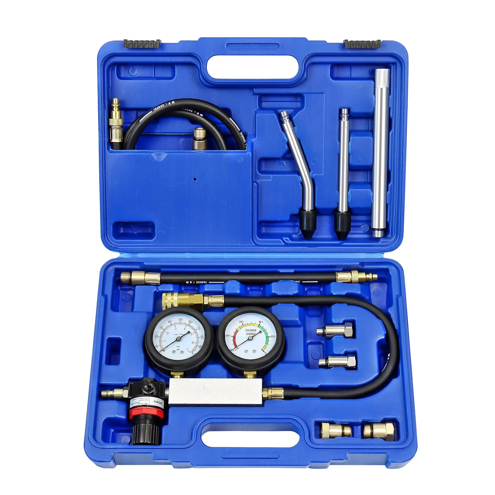 Multi-Function Cylinder Leak Down Tester Automotive Kit Gasoline Engine Compression Tester Dual Gauge Leakdown Detector Tool Set