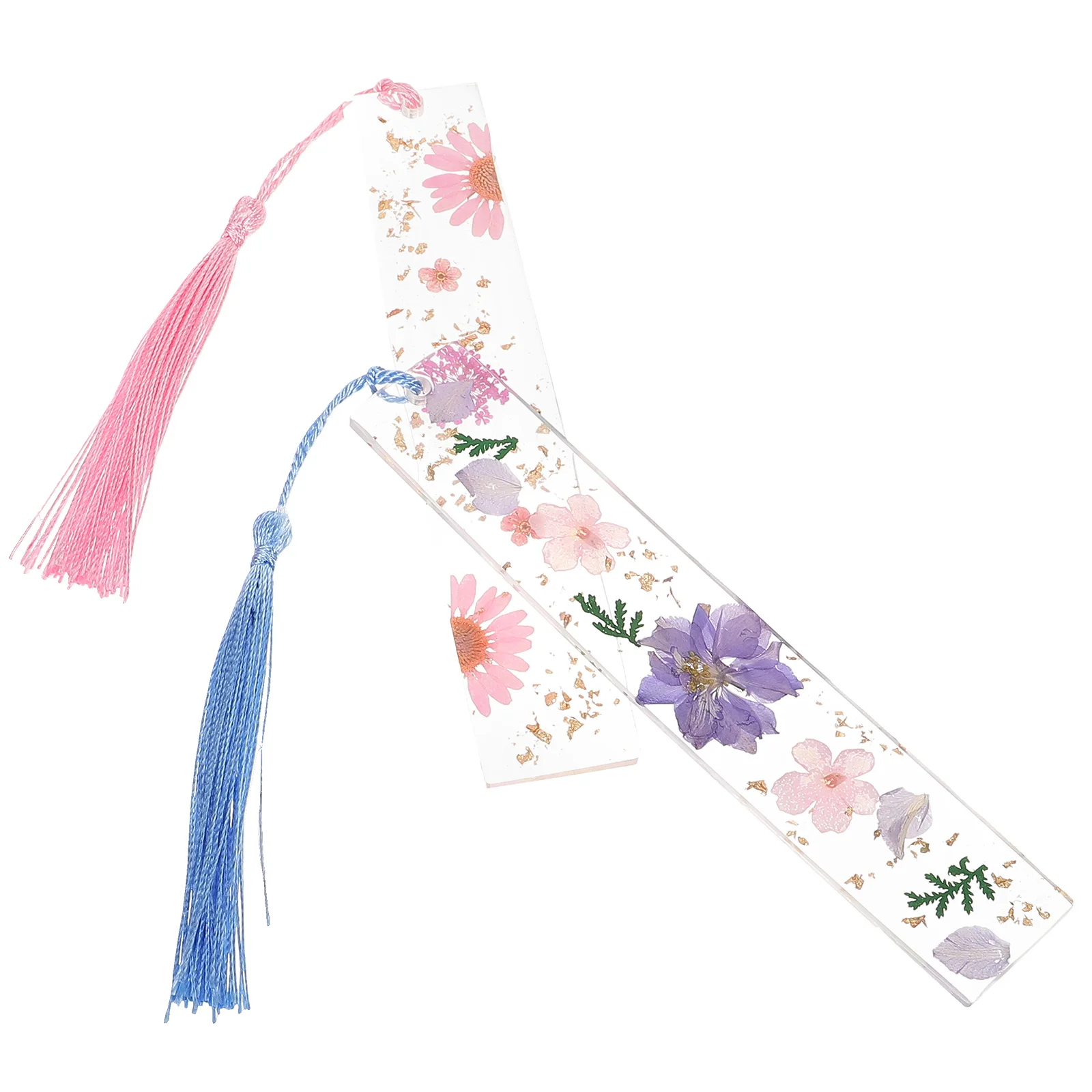 

2Pcs Resin Bookmarks Dried Flower Pattern Tassel Decorative Reading Students Teacher Gifts