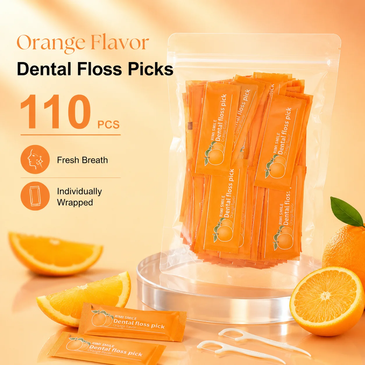 110pcs/Set Large-Capacity Portable Fruity Dental Floss Picks Smooth Flexible Plaque Remover for Office Outdoor Use after Meals