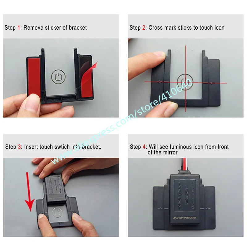 FROM FACTORY 10 Pieces Trumsense WS08CB-S5A-BW Stepless Dimming Touch Switch for Smart Led Mirror Control Dual Color LED Strip