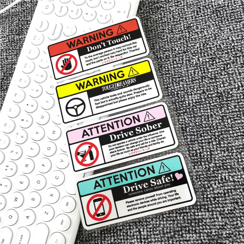 Japanese JDM Attention No Phonecall Drink Do Not Touch Car Styling Vinyl Auto Interior Decorate Warning Drive Safe Stickers