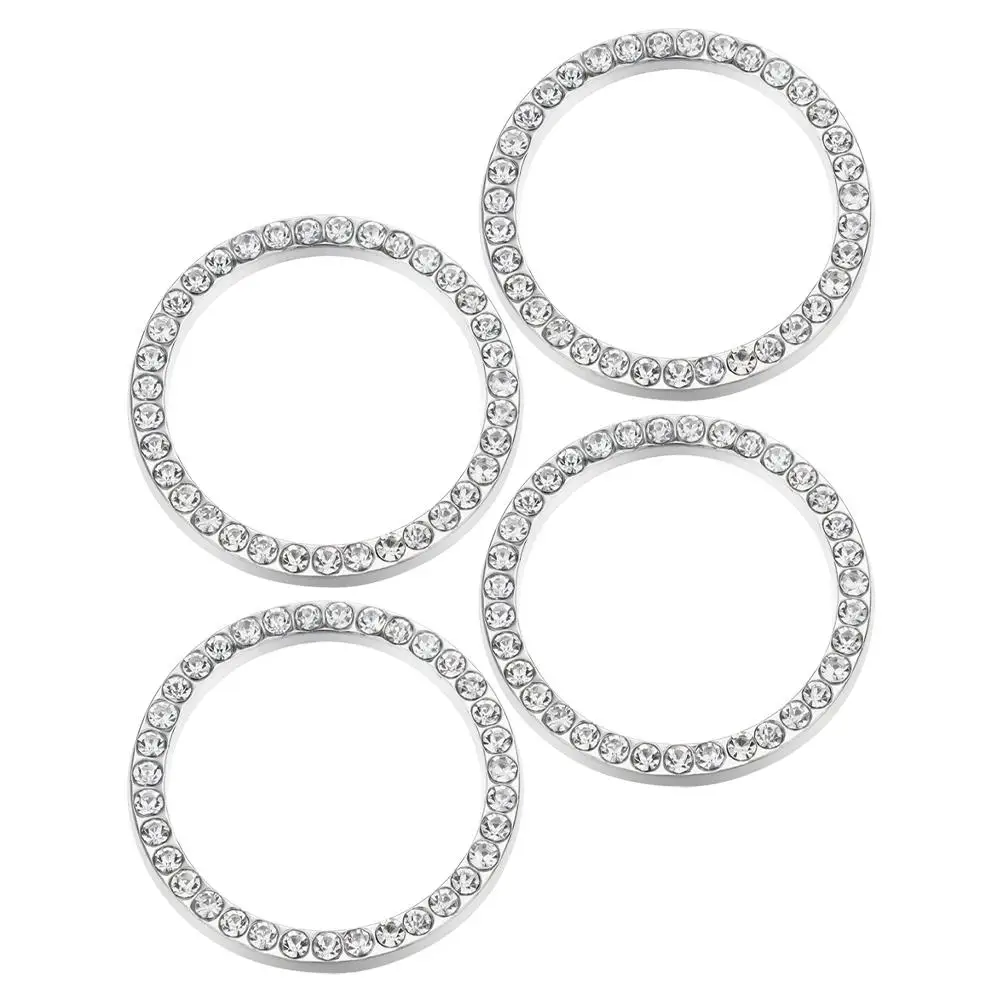 

4 Pcs Car Decorative Ring Start Engine Button Cover Accessories Bling Push Alloy Stop Rhinestone