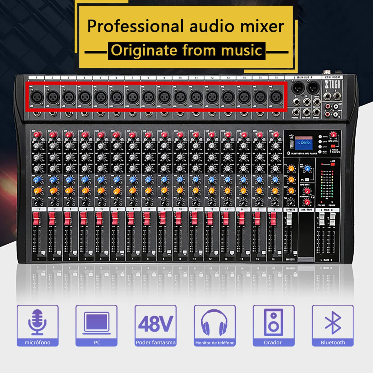 Profesional 16 Channels Para Consola Mezcladora De Audio Digital Xtuga