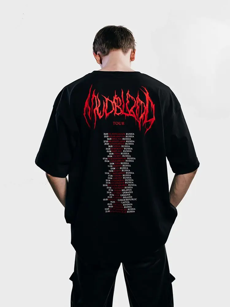 

Summer Tide Brand Double-sided Printed Letters High Street Pure Cotton American Casual Round Neck European, American and Korean