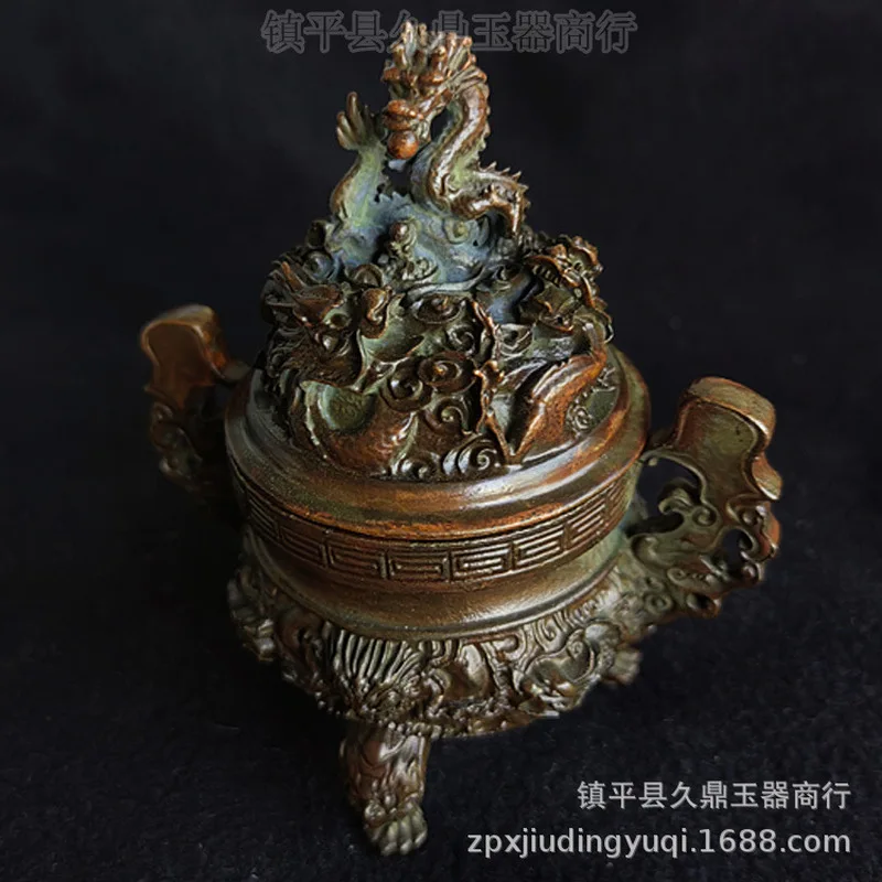 Bronze three-legged with dragon design, high-footed burner for stick coil incense, home and o