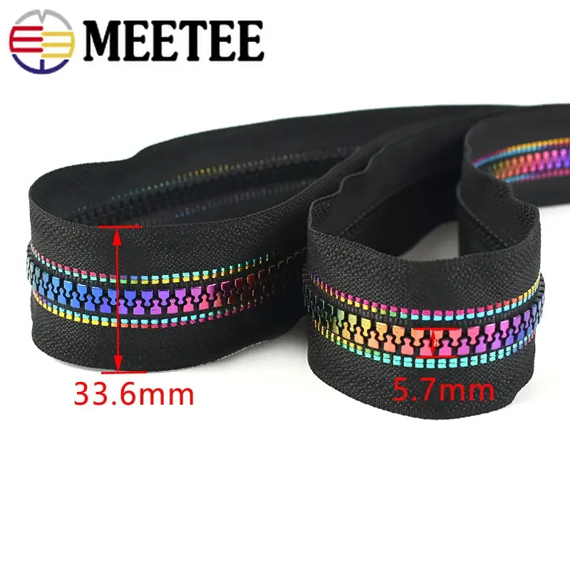 2/5/10Meters 5# Resin Zipper Tape Rainbow Continuous Zip Repair Kits Bag Backpack Clothes Jacket DIY Sewing Closures Accessories