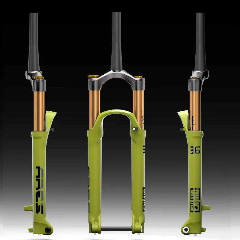 Hot ARES Air Spring MTB Bicycle Suspension Fork Tapered Steerer Tube 27.5/29 Inch 100‑160mm Travel For Mountain Bikes