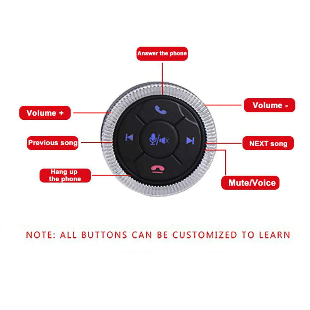 7-Key Car Wireless Steering Wheel Remote Control Button with Backlight Fits Car Radio DVD Android GPS Multimedia Accessories