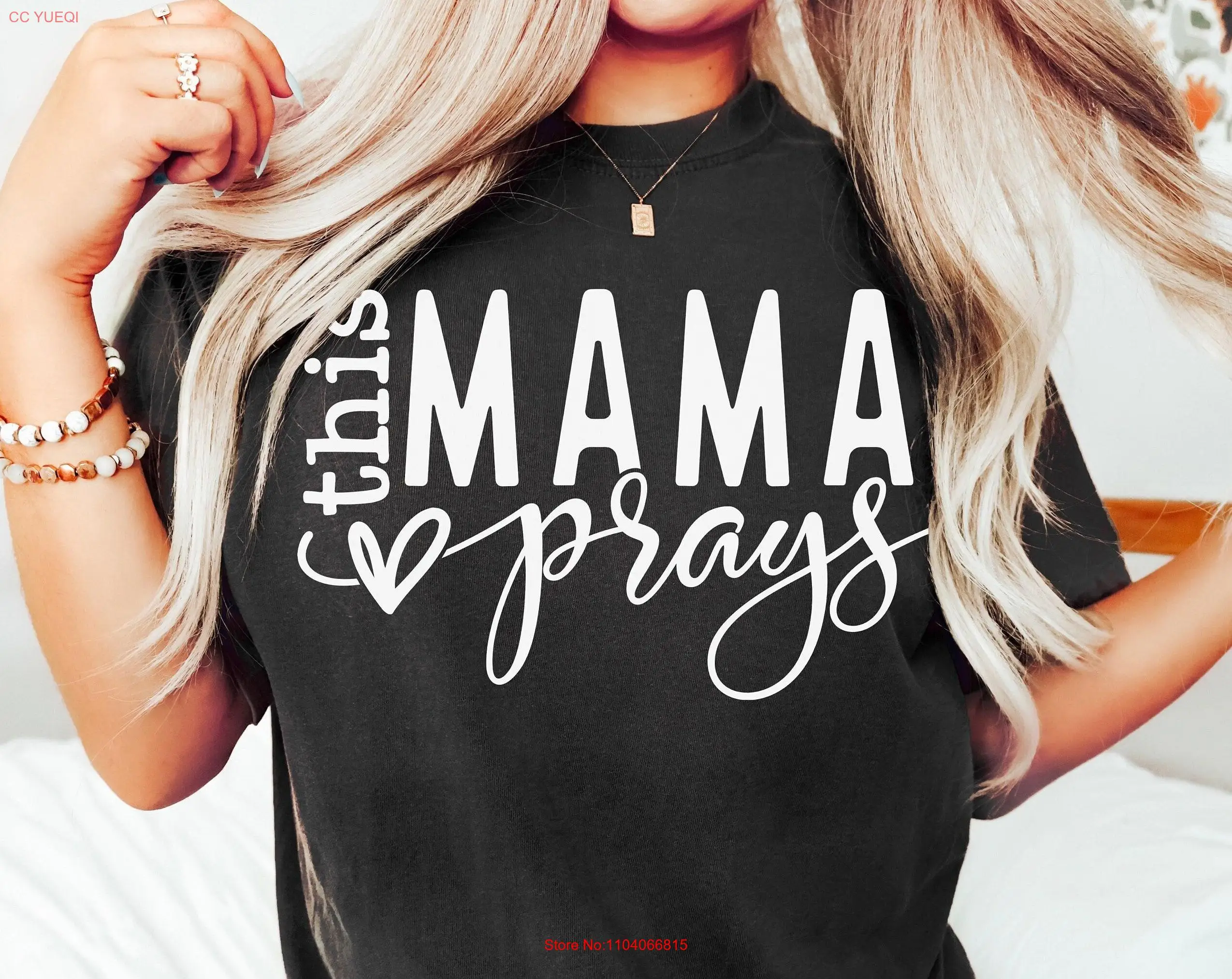 

Футболка This Mama Prays с библейскими стихами «Благословенная мама» для христианской милой жизни ко Дню матери с длинными или короткими рукавами