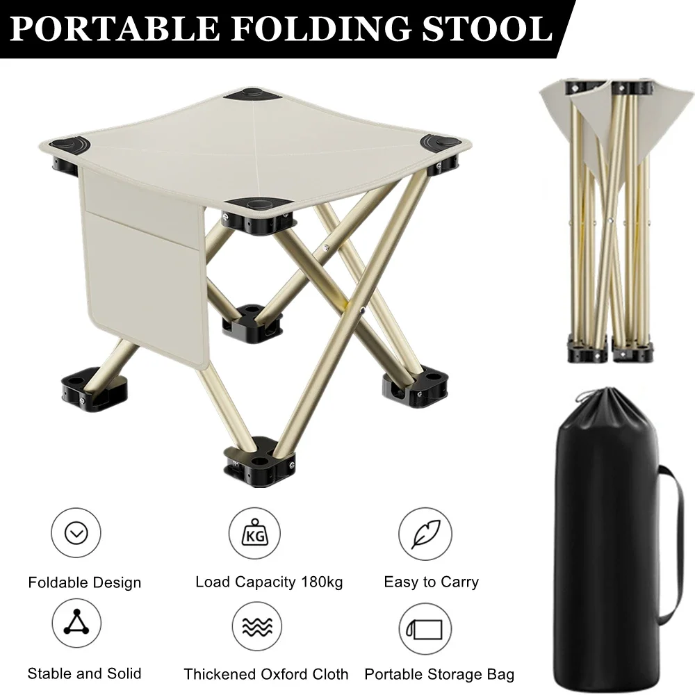 Outdoor Folding Camping Stool, Portable Folding Fishing Chair, Ultralight Foldable Camping Chair for Hiking Travel Beach Fishing