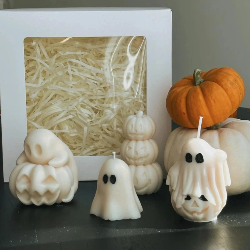 

Сиамская тыква-призрак свеча силиконовая форма 3D сложенная форма из тыквы смолы DIY форма растения гипсовый кристалл керамический инструмент для изготовления
