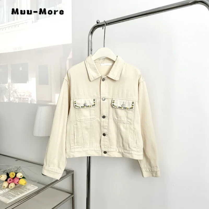 American Retro Style Baggy Casual Solid Fashion Denim Jacket 2023 Autumn Winter Women's High Street Y2K Vintage Loose Jean Coat