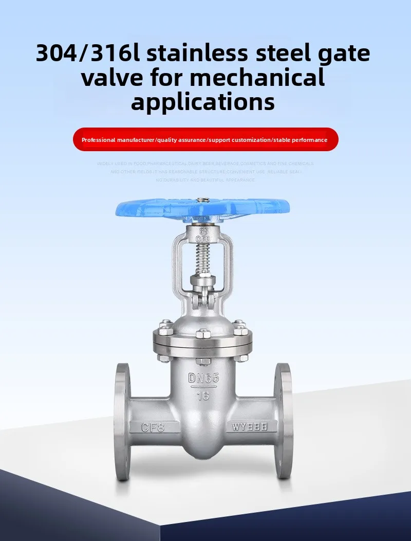 Z41W-16P Manual High Temperature Steam Water Hard Seal Marine Valve 304/316L Stainless Steel Mechanical Flange Gate Valve DN65