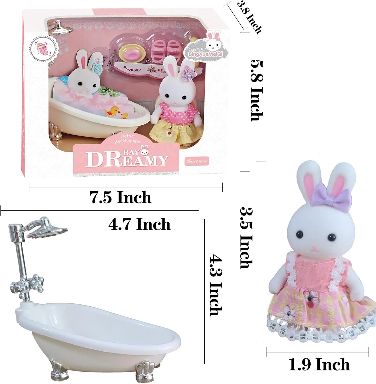 1/12 Micro Dollhouse Rabbit Family Kitchen Toy Miniature Furniture Set Simulation Baby Crib Bathroom Forest Family Party Gifts