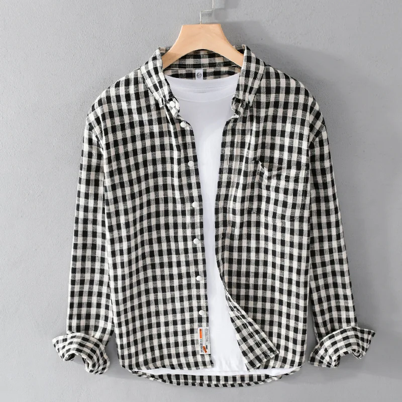 New Men's Fashionable Plaid Shirt Spring and Autumn Long-sleeved Casual Youth Versatile Loose and Handsome Shirt