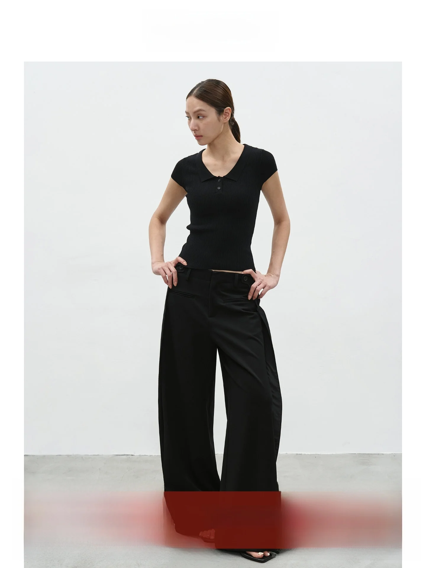 

Брюки-палаццо EIGHTHMONTH с высокой талией для женщин, черные, струящиеся, стройнящие, прямые, в пол, для весеннего офисного гардероба