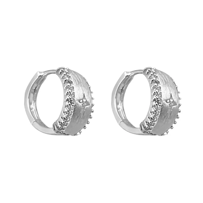 925 Sterling Silver Jewelry Luxury Four-Pointed Star Crystal Hoop Earrings for Women Wedding Party Jewelry for Girls Friend Gift
